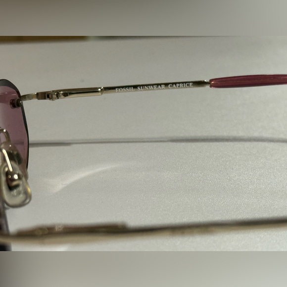 Fossil Pink Rimless Sunglasses | Y2K Vintage Vibe | Designer Shades - Picture 7 of 10